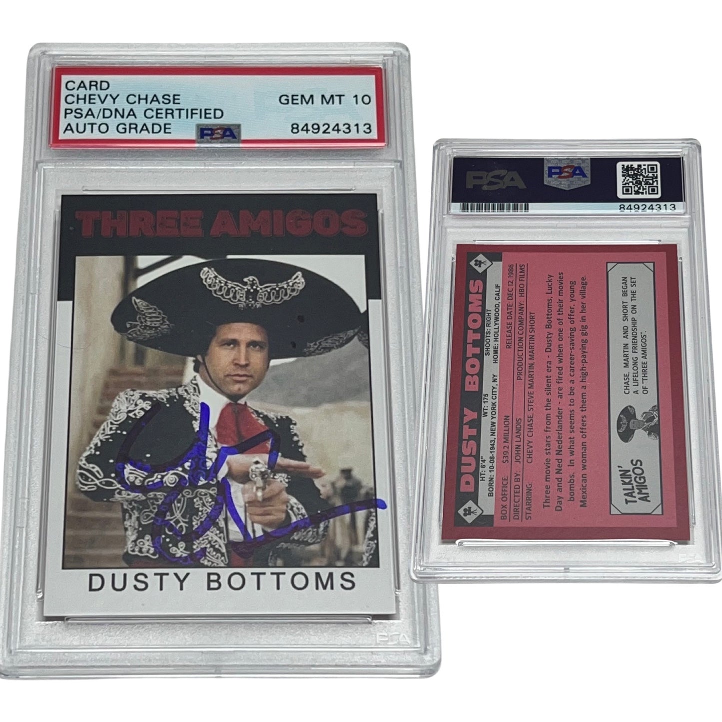 Chevy Chase Three Amigos Dusty Bottoms Autographed Card PSA Auto GEM MINT 10