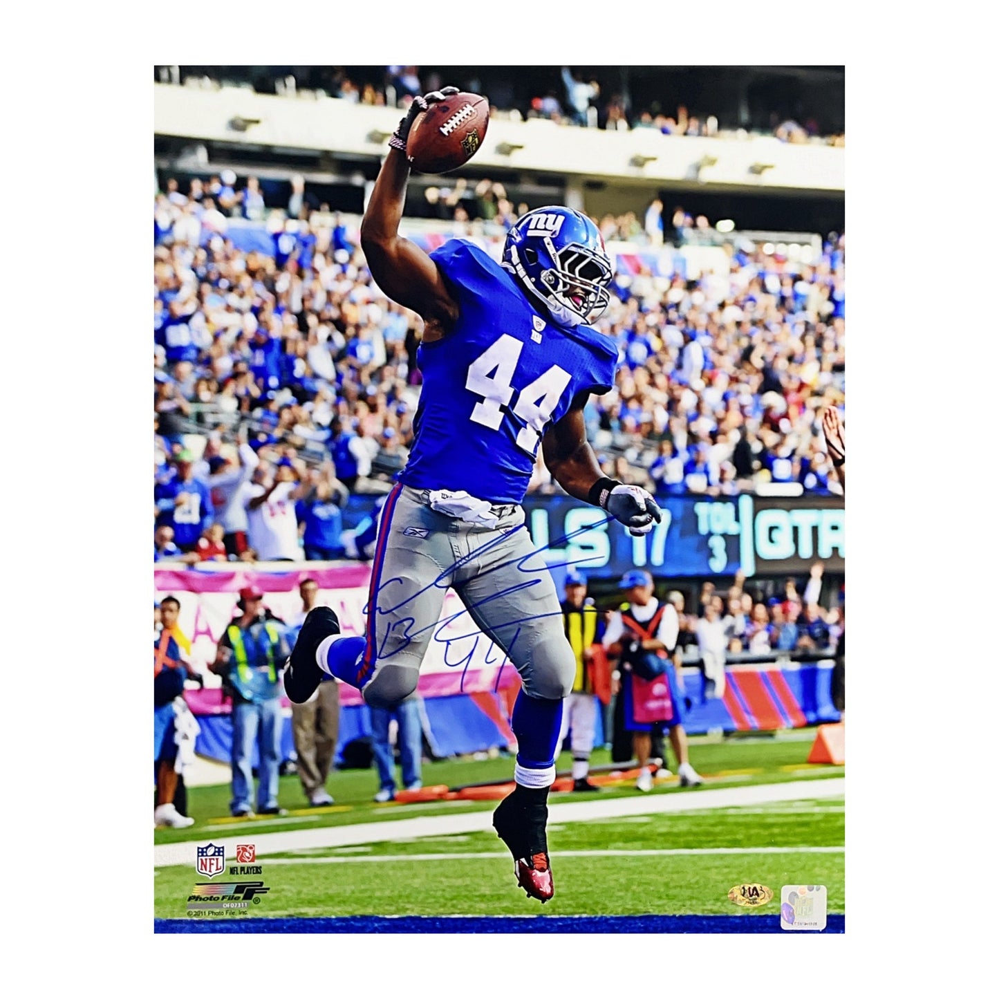 Ahmad Bradshaw Autographed New York Giants Spike 16x20 MAB