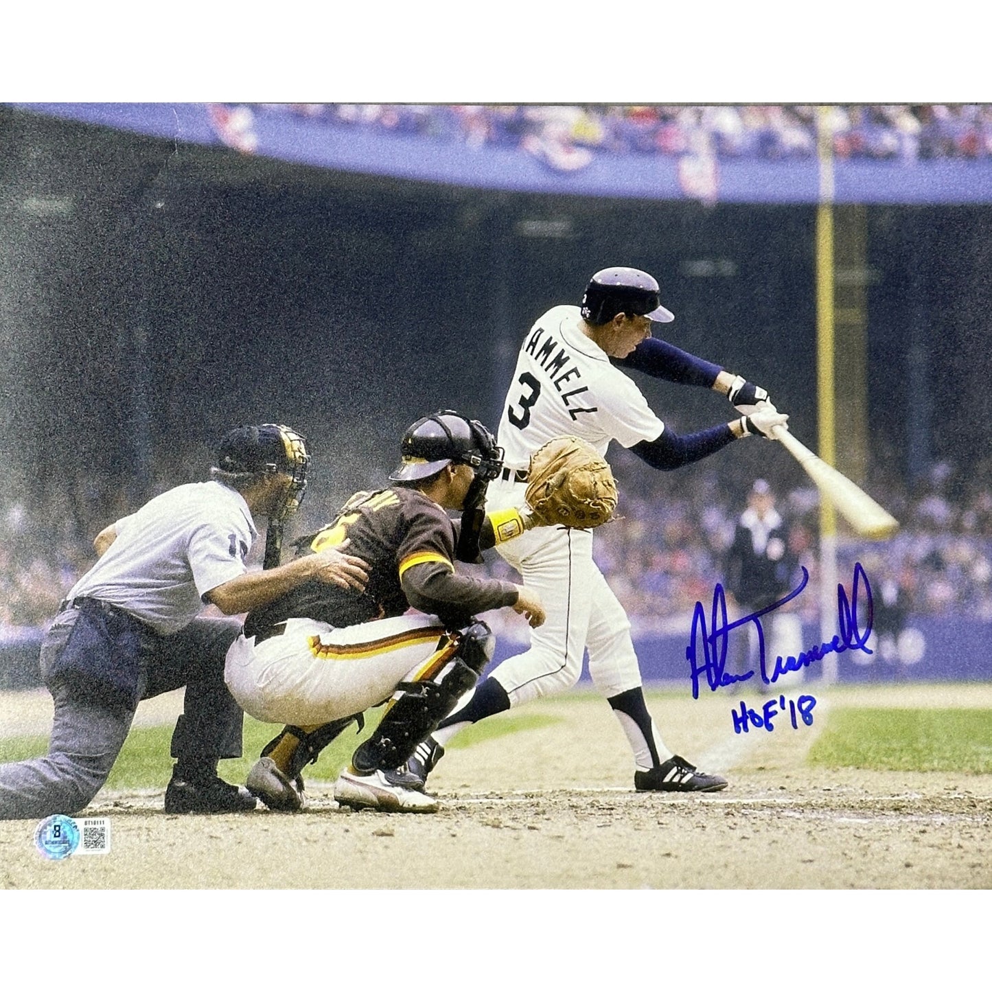 Alan Trammell Autographed Detroit Tigers 11x14 Photo HOF 18 Inscription JSA