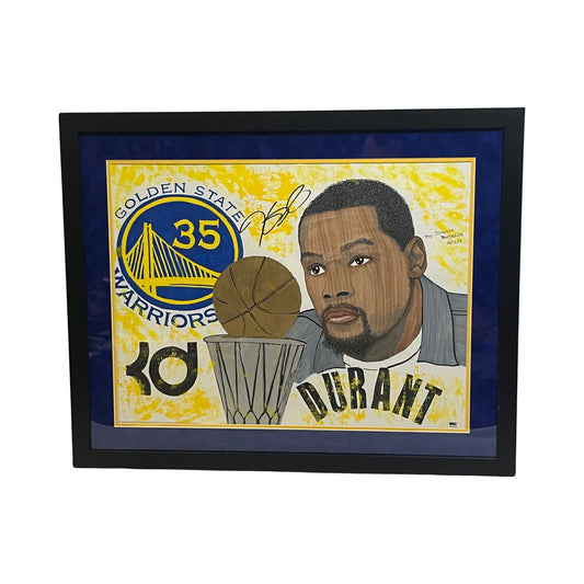 Kevin Durant Autographed Golden State Warriors Framed Original Art 20x24 SGC