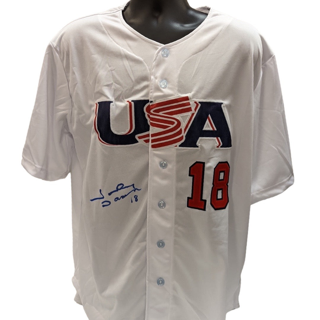 Johnny Damon Autographed USA Baseball White Jersey Front Auto Steiner CX