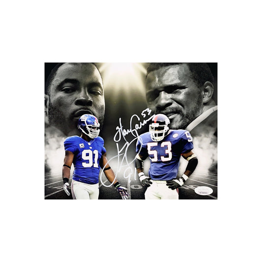 Justin Tuck & Harry Carson Autographed New York Giants Edit 8x10 JSA