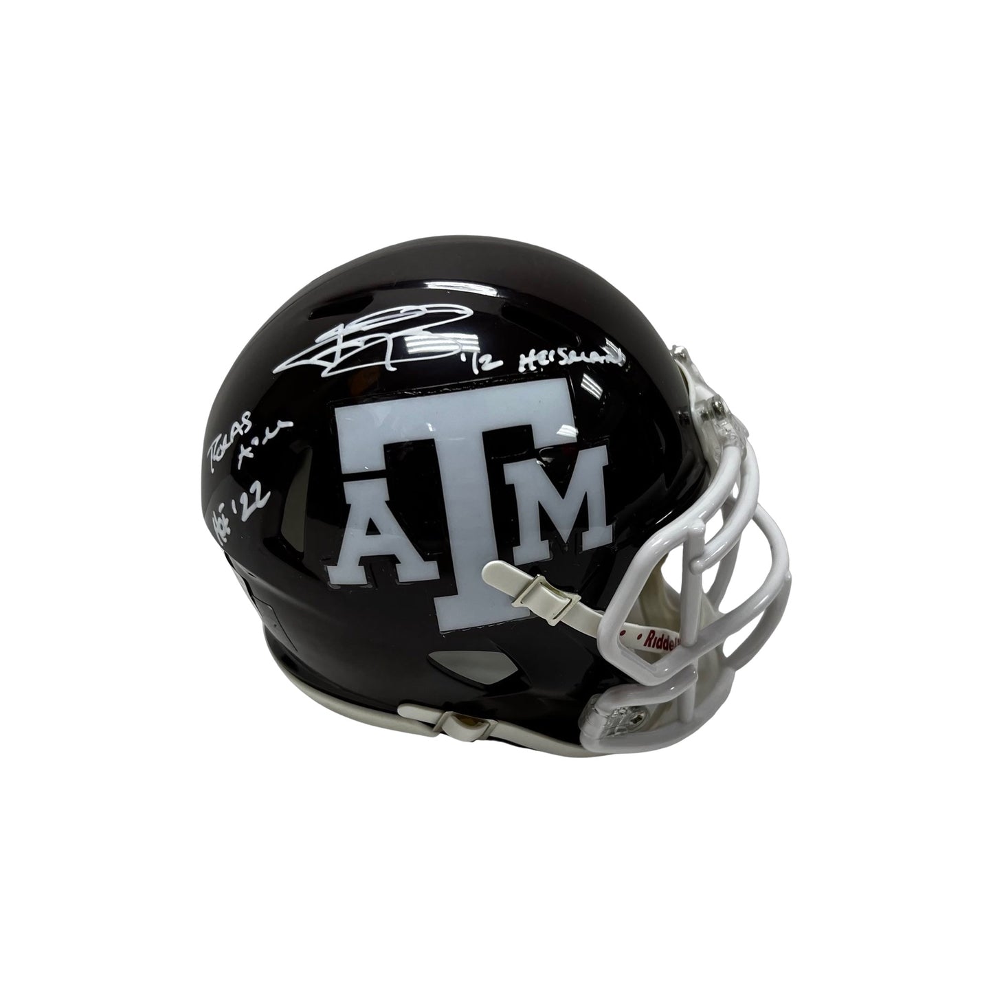 Johnny Manziel Autographed Texas A&M Aggies Mini Helmet 12 Heisman, Texas A&M HOF 2022 Inscriptions Beckett