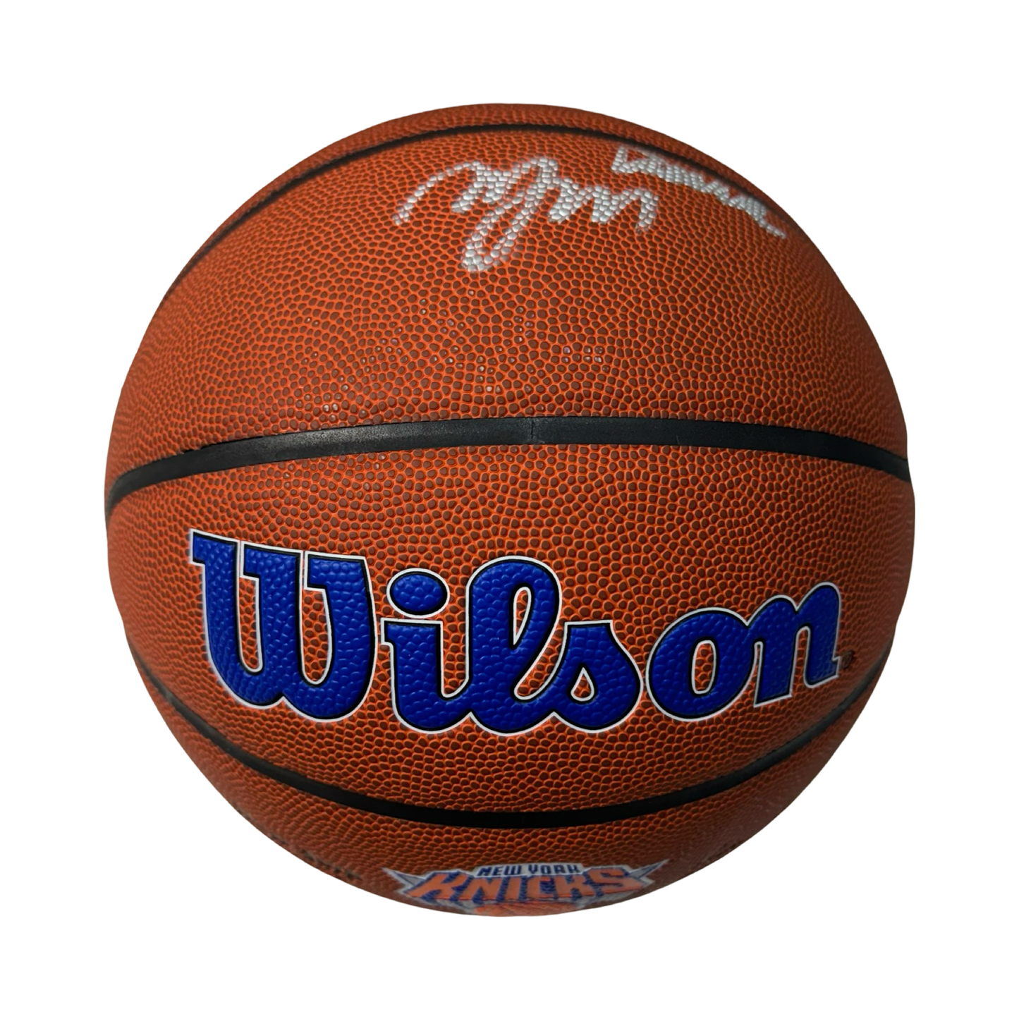 Miles Deuce McBride Autographed New York Knicks Wilson Knicks Logo Basketball Deuce Inscription Beckett