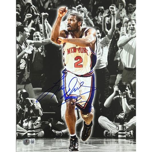 Larry Johnson New York Knicks Edit White Jersey Autographed 11x14 Beckett BAS