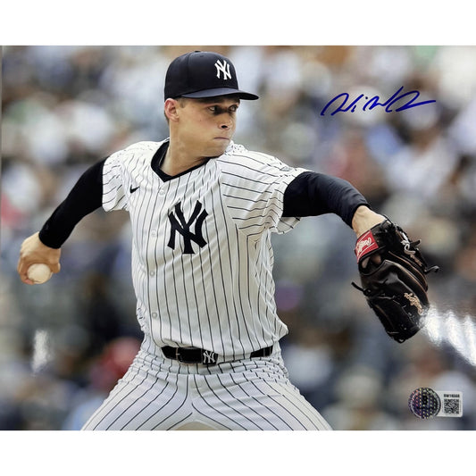 Will Warren New York Yankees Pinstriped Jersey Throwing Autographed 8x10 Photo BAS