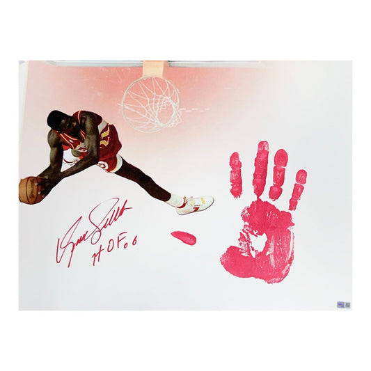 Dominique Wilkins Autographed Atlanta Hawks 16x20 w/ Red Handprint HOF 06 Inscription Steiner CX