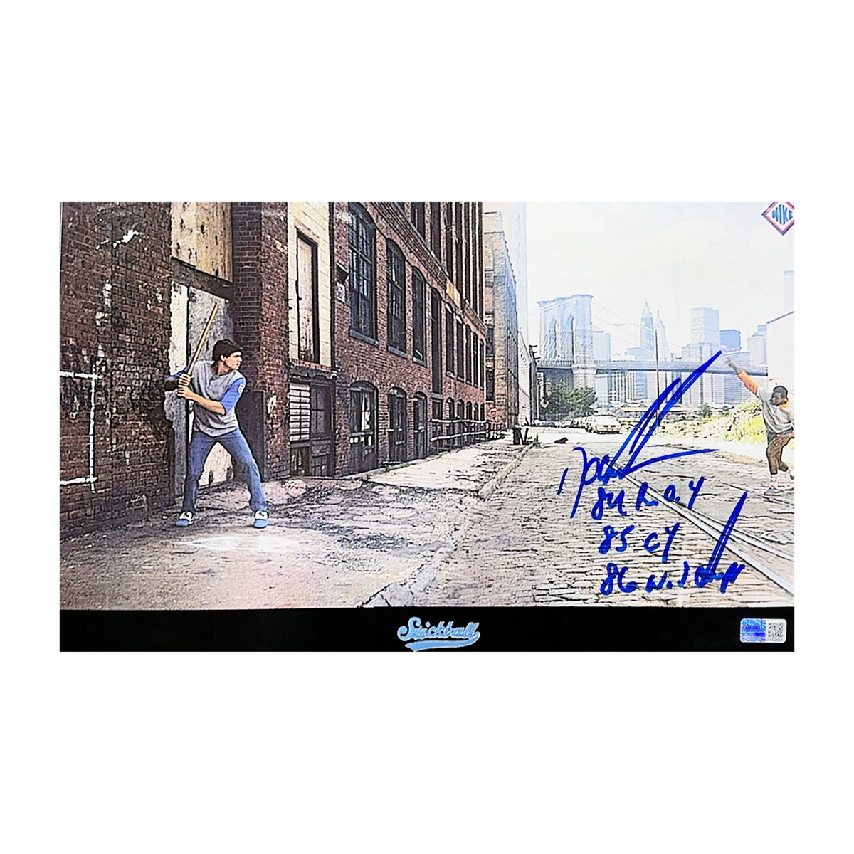 Doc Gooden Autographed New York Mets Nike Stickball Ad 8x13 Photo 84 ROY, 85 Cy, 86 WS Champs Inscriptions Steiner CX - Framed