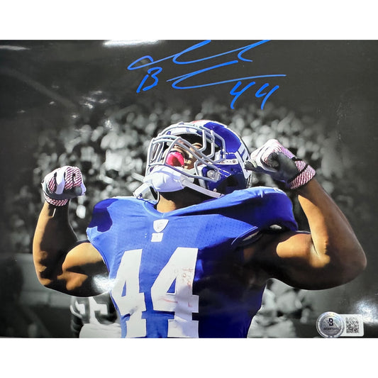 Ahmad Bradshaw Autographed New York Giants Flex Edit Horizontal Blue Ink 8x10 Beckett BAS
