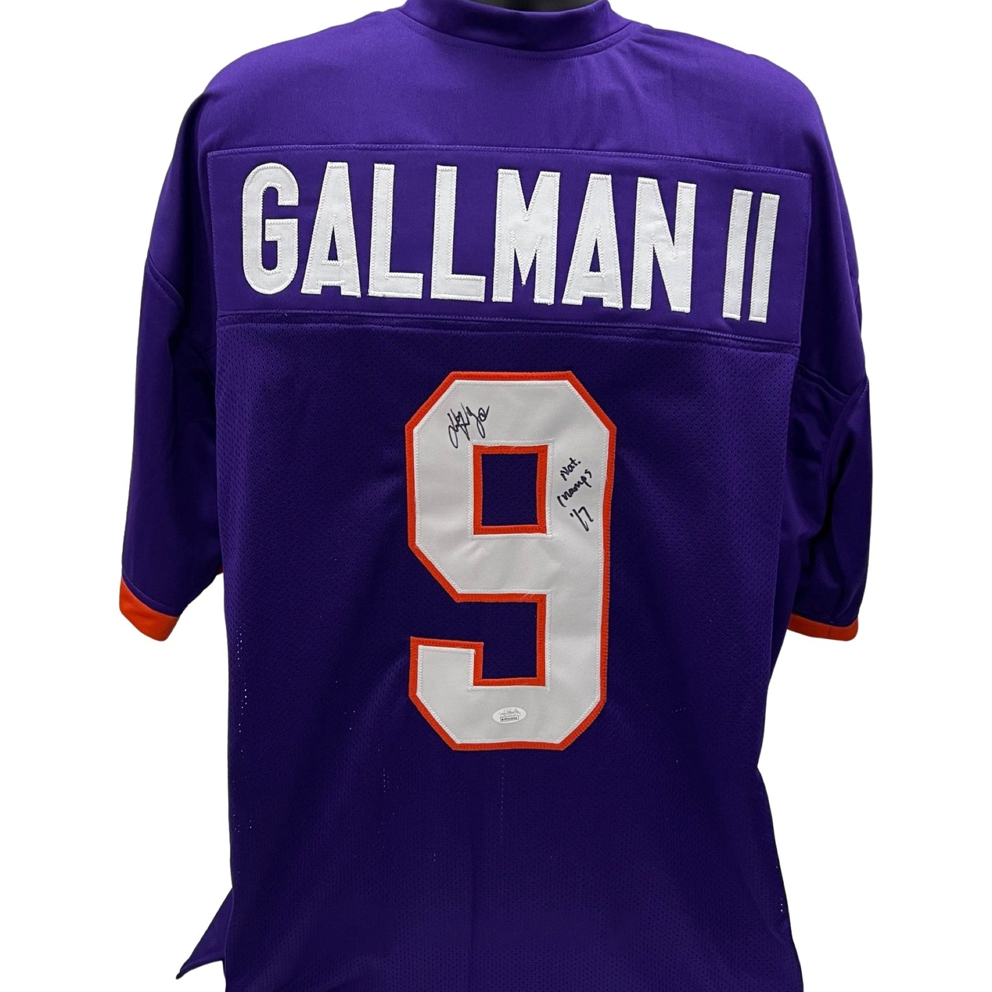 Wayne Gallman Autographed Clemson Tigers Purple Jersey Nat’l Champs 17 Inscription JSA