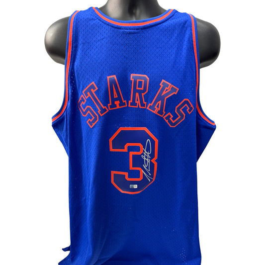 John Starks Autographed New York Knicks Mitchell & Ness 1996-97 Blue Alternate Swingman Jersey Steiner CX