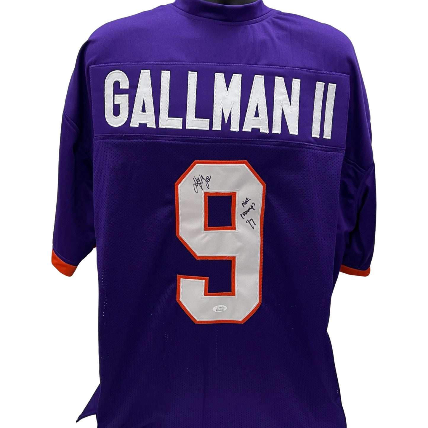 Wayne Gallman Autographed Clemson Tigers Purple Jersey “Nat’l Champs 17” Inscription JSA