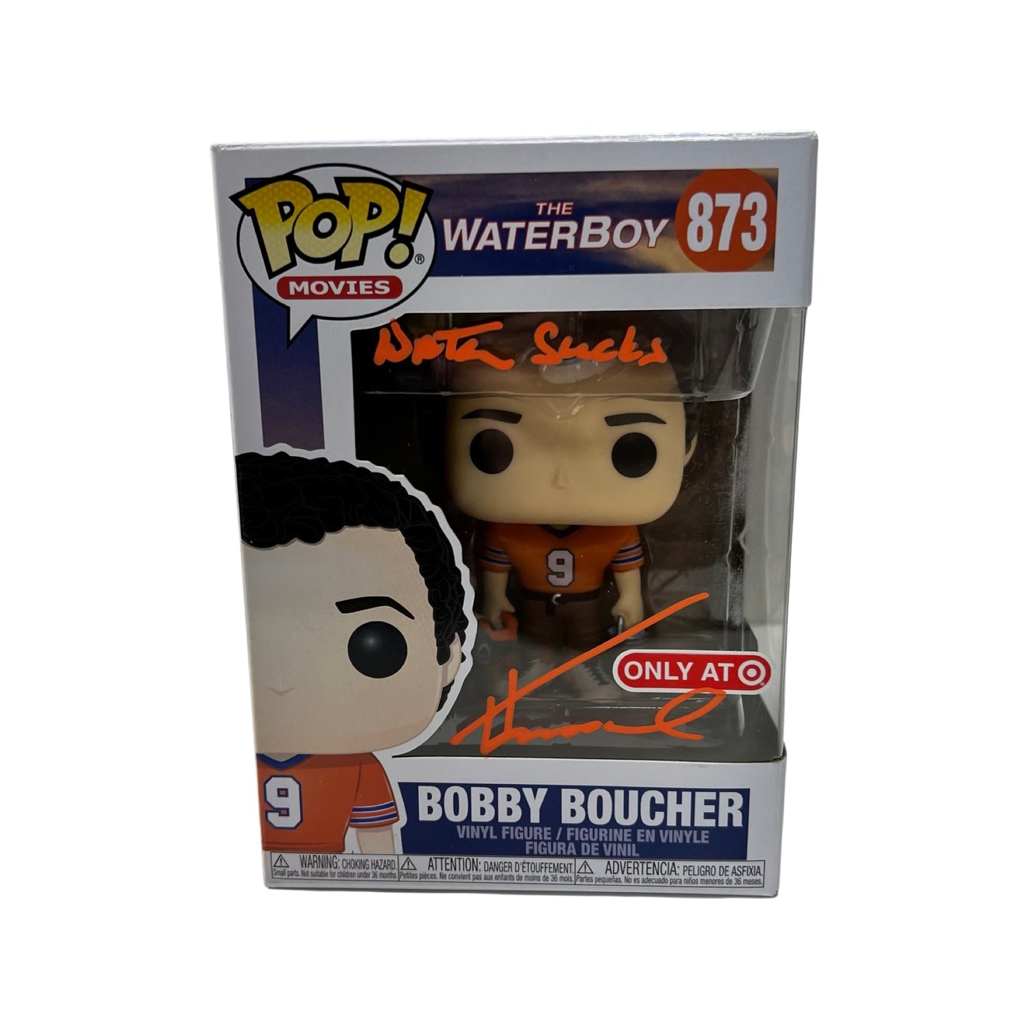 Henry Winkler Autographed Bobby Boucher Waterboy Funko Pop #873 "Water Sucks" Inscription Orange Ink Steiner CX