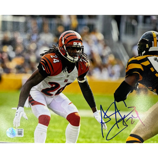 Adam PacMan Jones Cincinnati Bengals White Jersey Defending Autograph 8x10 Photo Beckett BAS