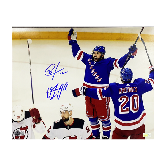 Chris Kreider & Vincent Trocheck Autographed New York Rangers Arms Up 11x14 Beckett