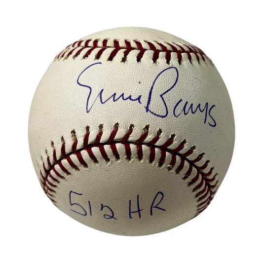 Ernie Banks Autographed Chicago Cubs OMLB “512 HR” Inscription Reggie Jackson COA