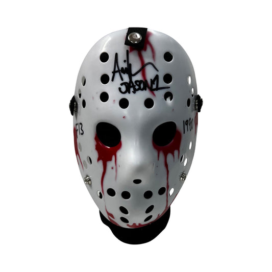 Ari Lehman Autographed Jason Voorhees Friday the 13th White Bloody Mask “Jason 1, F13, 1980” Inscriptions Steiner CX