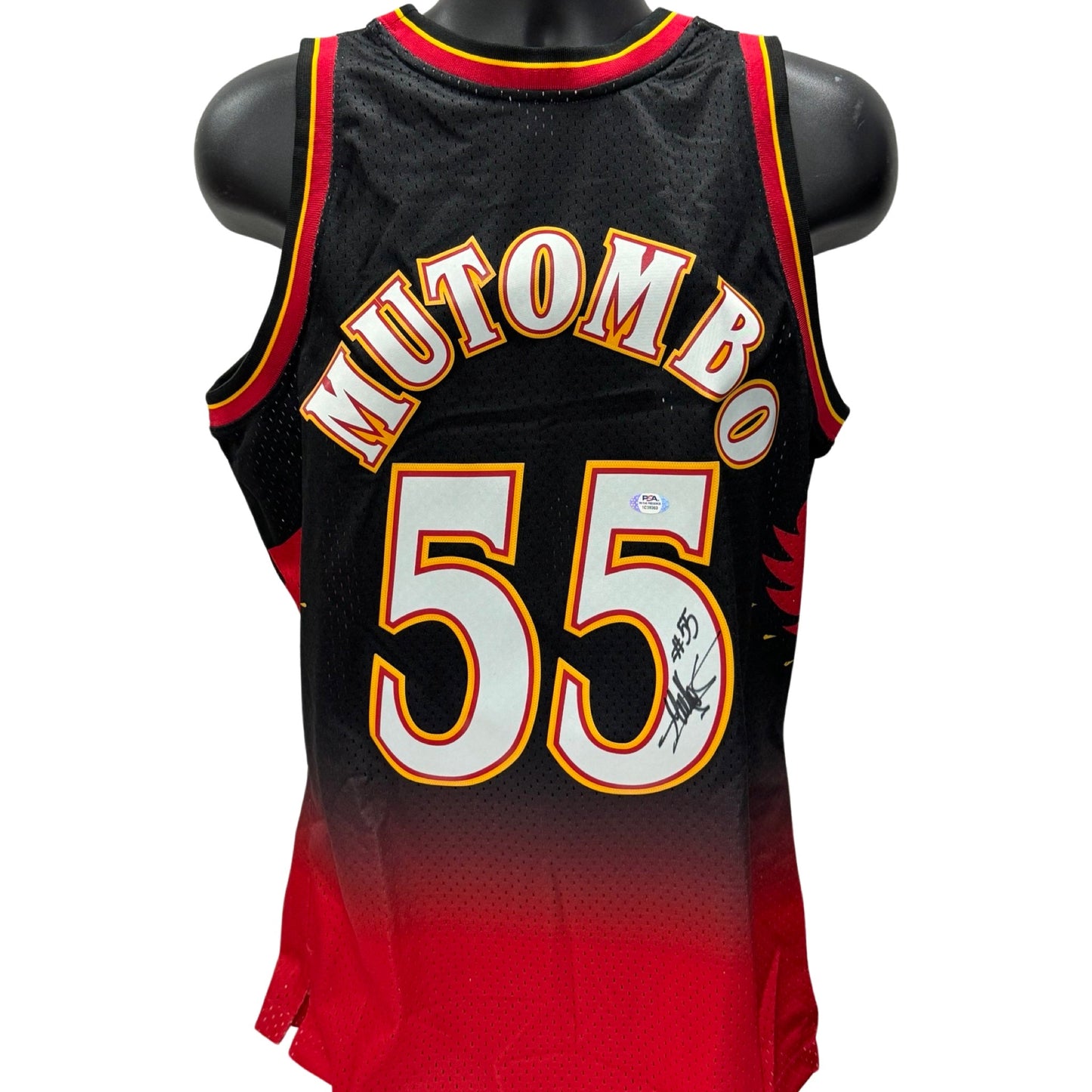Dikembe Mutombo Autographed Atlanta Hawks 1996-97 Black Mitchell & Ness Swingman Jersey PSA