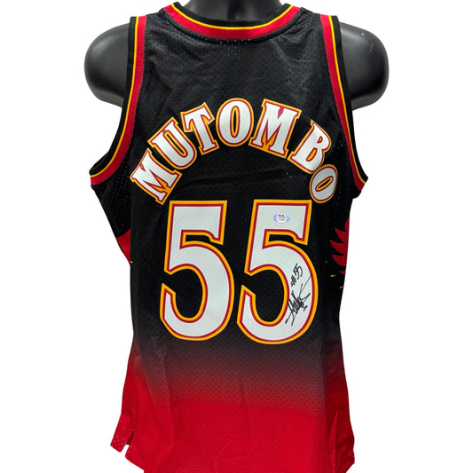Dikembe Mutombo Autographed Atlanta Hawks 1996-97 Black Mitchell & Ness Swingman Jersey PSA