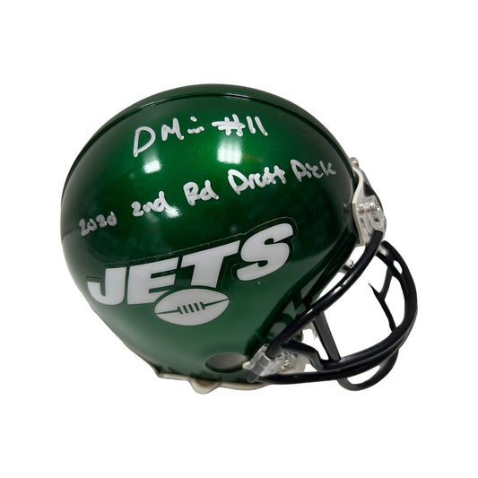 Denzel Mims Autographed New York Jets Mini Helmet 2020 2nd Rd Draft Pick Inscription JSA