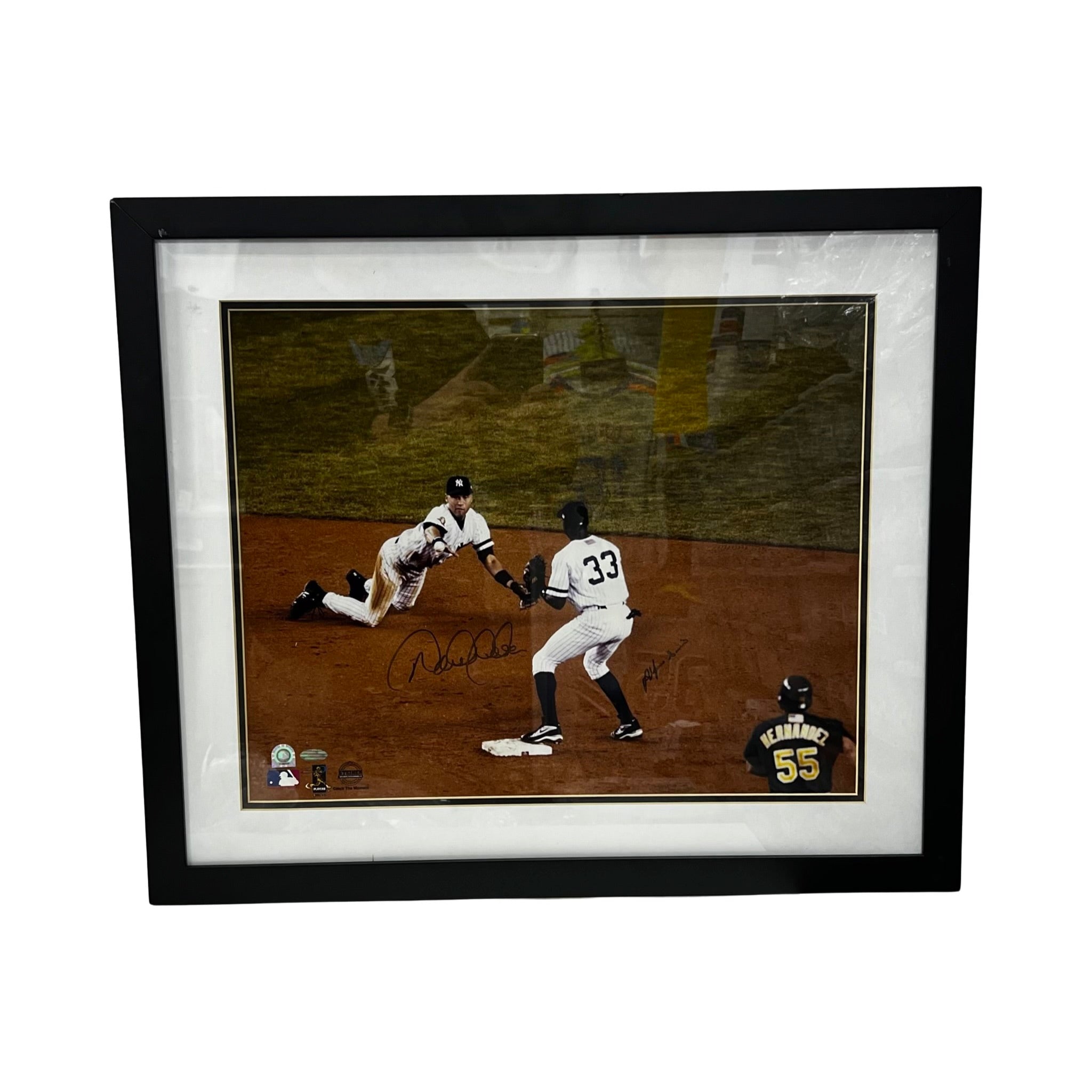 Derek Jeter And Alfonso Soriano Autographed New York Yankees Framed 16x2 Bg Autographs 2147