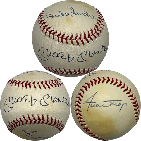Mickey Mantle, Willie Mays & Duke Snider Autographed Official National League Baseball JSA