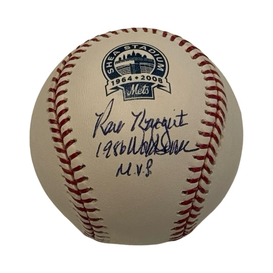 Ray Knight Autographed New York Mets Shea Stadium Logo Baseball 1986 World Series MVP Inscribed JSA
