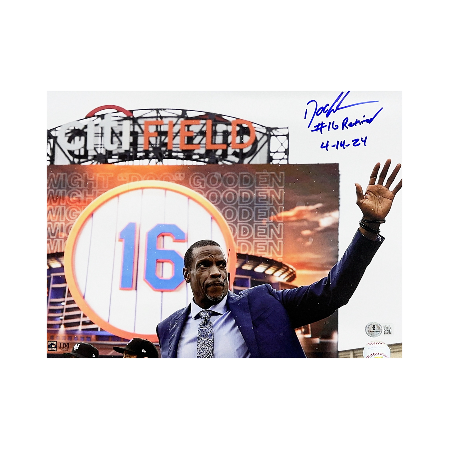 Doc Gooden Autographed New York Mets Number Retirement 11x14 #16 Retired 4-14-24 Inscription Beckett