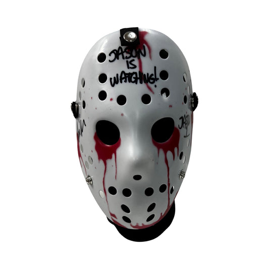 Ari Lehman Autographed Jason Voorhees Friday the 13th White Bloody Mask “Jason is Watching!, Jason 1” Inscriptions Steiner CX