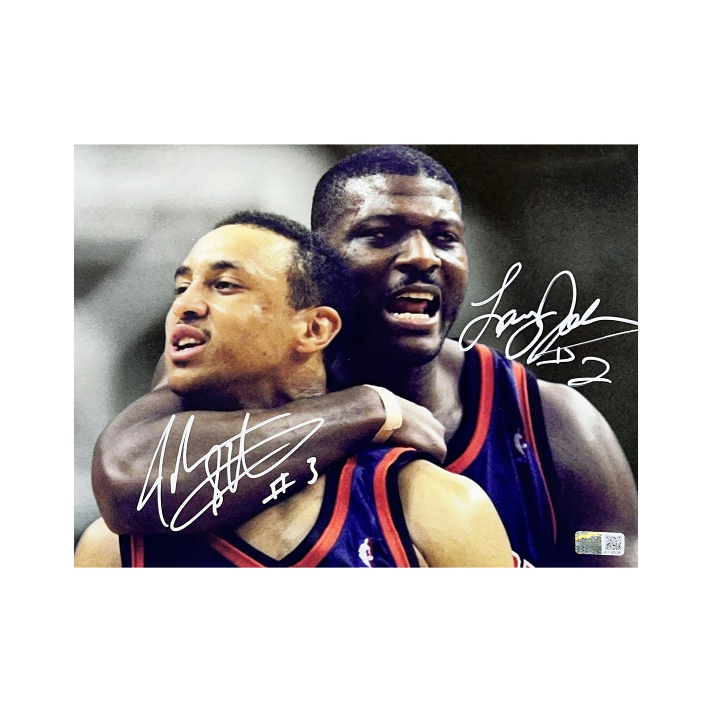 Larry Johnson & John Starks Autographed New York Knicks Horizontal 8x10 Steiner CX