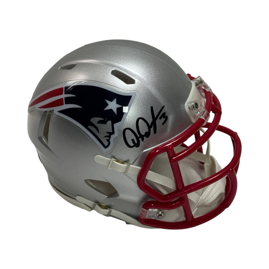 Demario Douglas Autographed New England Patriots Speed Mini Helmet Beckett BAS