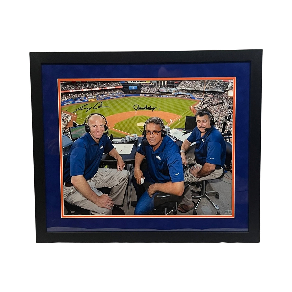 Keith Hernandez, Ron Darling & Gary Cohen Autographed New York Mets SNY Booth 16x20 Steiner CX - Unframed