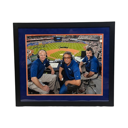 Keith Hernandez, Ron Darling & Gary Cohen Autographed New York Mets SNY Booth 16x20 Steiner CX - Unframed