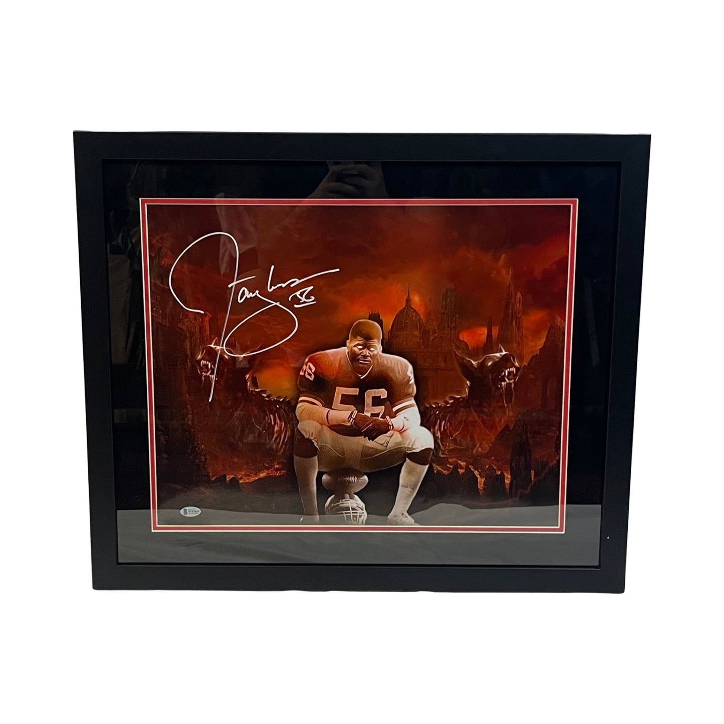 Lawrence Taylor Autographed New York Giants Devil Edit 16x20 Beckett - Framed