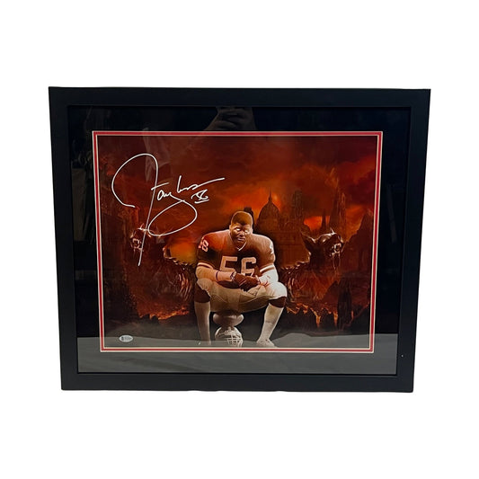 Lawrence Taylor Autographed New York Giants Devil Edit 16x20 Beckett - Framed