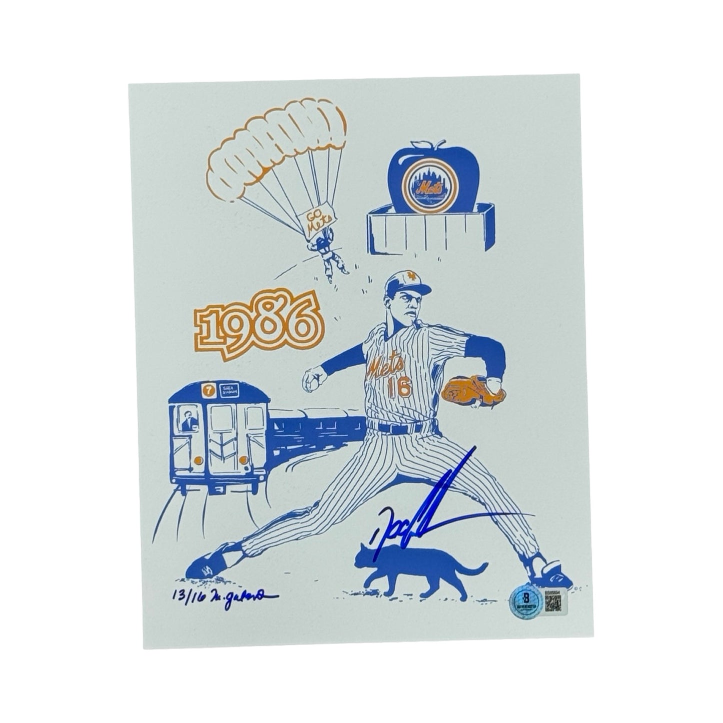 Doc Gooden Autographed New York Mets 1986 Edit 8x10 Beckett BAS