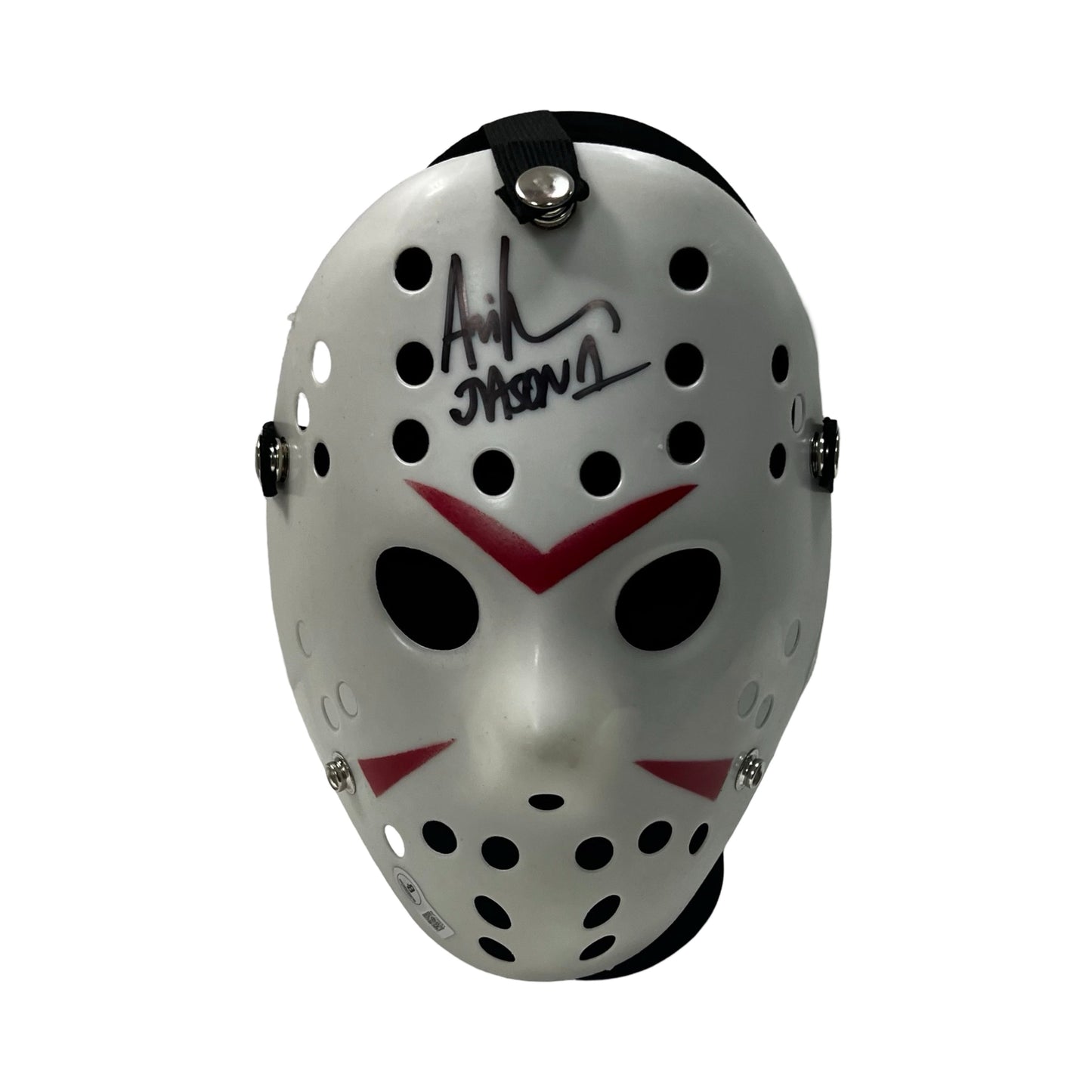Ari Lehman Autographed Jason Voorhees Friday the 13th White Mask "Jason 1" Black Ink Inscription Beckett