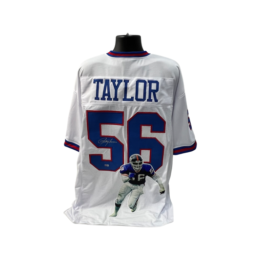 Lawrence Taylor Autographed New York Giants White Art Jersey Steiner CX