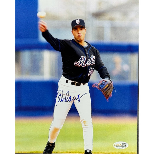 Rey Ordonez Autographed New York Mets Fielding Black Jersey 8x10 JSA