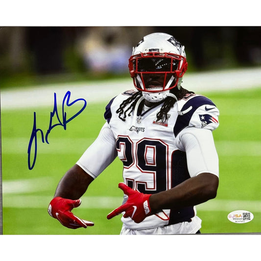 LeGarrett Blount New England Patriots Autographed White Jersey Solo 8x10 JSA