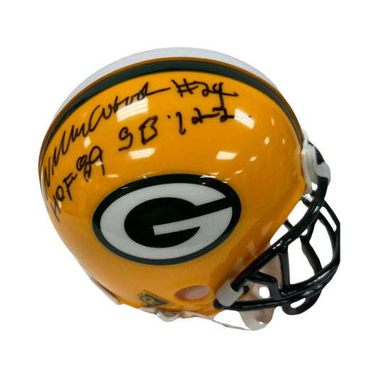 Willie Wood Autographed Green Bay Packers Mini Helmet HOF 89, SB 1+2 Inscriptions JSA