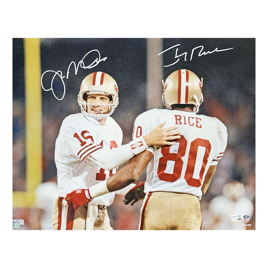 Joe Montana & Jerry Rice Autographed San Francisco 49’ers White Jerseys 16x20 Fanatics - Unframed