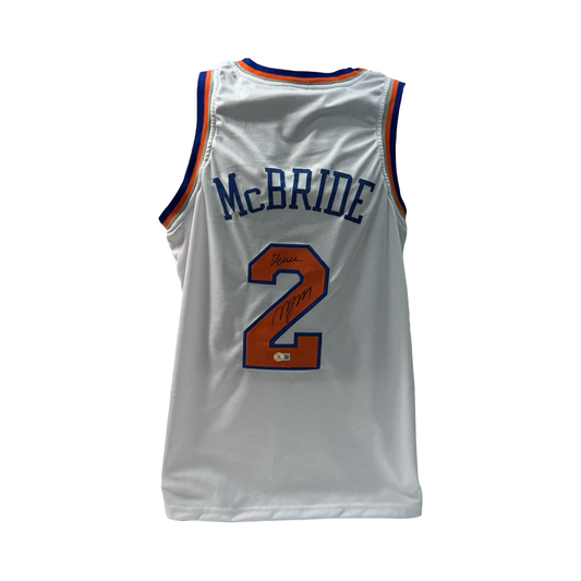 Miles “Deuce” McBride Autographed New York Knicks White Jersey “Deuce” Inscription Beckett