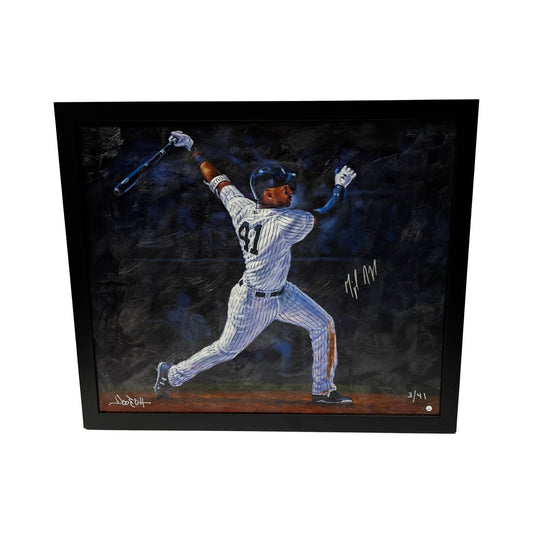 Miguel Andujar Autographed New York Yankees Framed Art Canvas 20x24 LE 3/41 Steiner