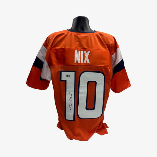 Bo Nix Denver Broncos Autographed Orange Jersey Beckett BAS