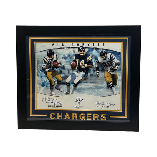 Dan Fouts, Kellen Winslow & Charlie Joiner Autographed San Diego Chargers Framed 16x20 Photo HOF 93, HOF 95, HOF 96 Inscriptions JSA
