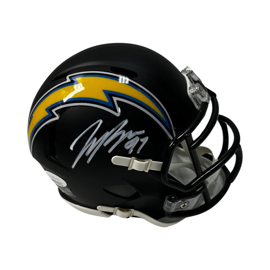 Joey Bosa Autographed Los Angeles Chargers Flat Black Mini Helmet JSA