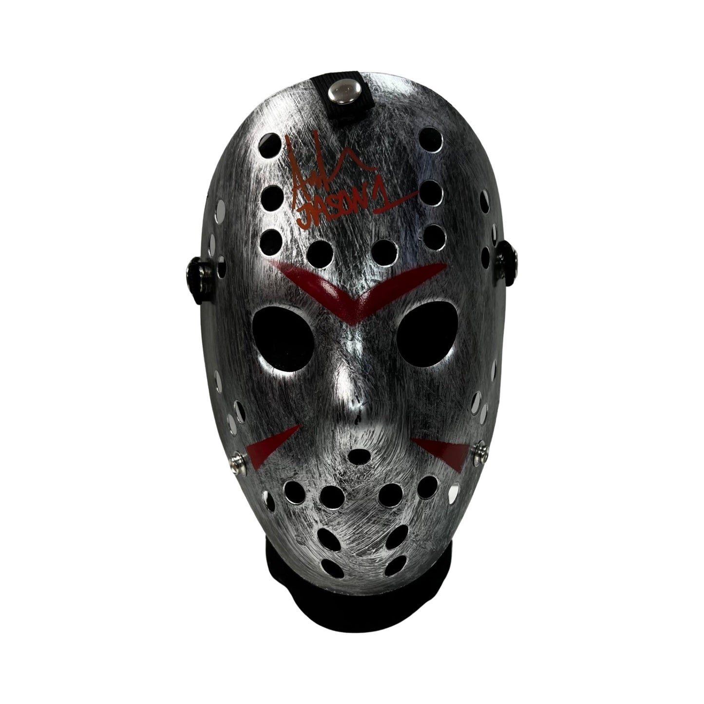 Ari Lehman Autographed Jason Voorhees Friday the 13th Silver Mask Jason 1 Inscription Red Ink Steiner CX