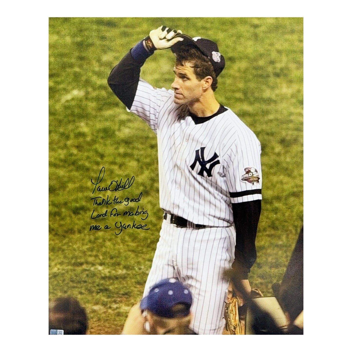 Paul O’Neill Autographed New York Yankees Cap Tip 16x20 “Thank the Good Lord for Making Me a Yankee” Inscription Steiner CX