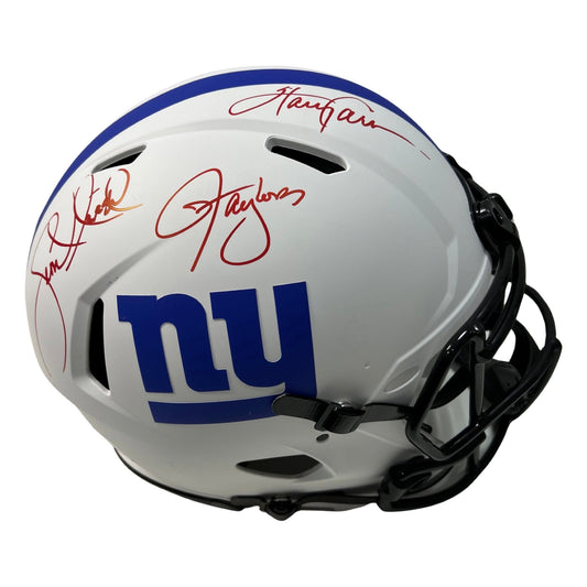 Lawrence Taylor, Harry Carson & Leonard Marshall Autographed New York Giants Lunar Eclipse Authentic Helmet JSA & Steiner CX